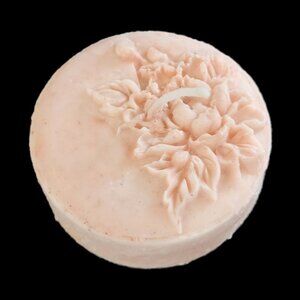 NEW 2 pc Rose Candle Scented Floral Relief Small Disc Shaped Soy Wax Handmade